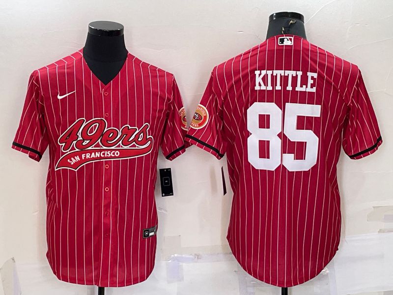 Men San Francisco 49ers #85 Kittle Red stripe 2022 Nike Co branded NFL Jersey